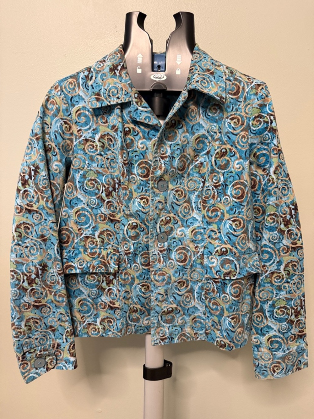 Christopher & Banks Blue Swirl Print Jean Jacket
